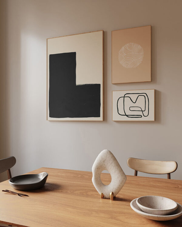 Conjunto de 3 Quadros | Trio Abstrato Minimalista II