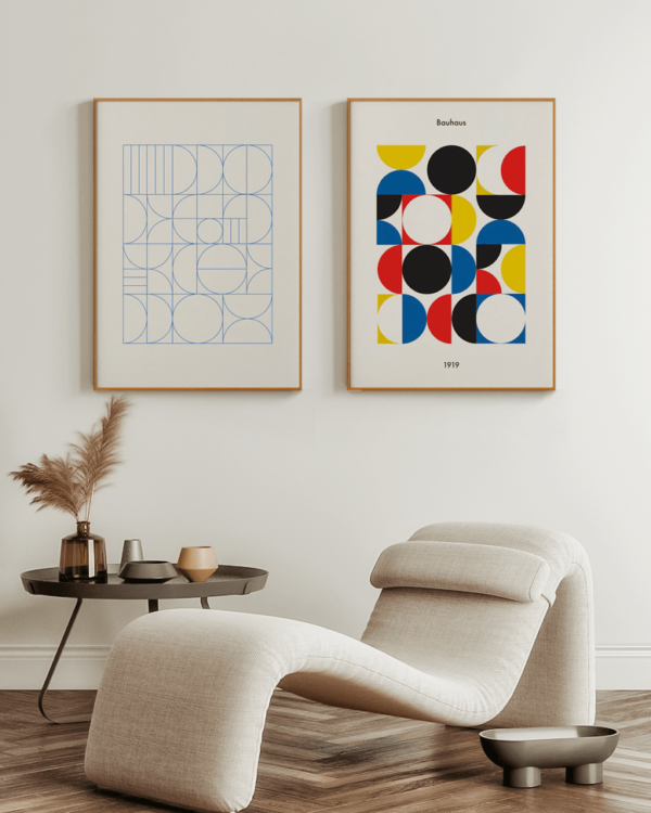 Conjunto de 2 Quadros | Dupla Geometric Sketch & Bauhaus IV