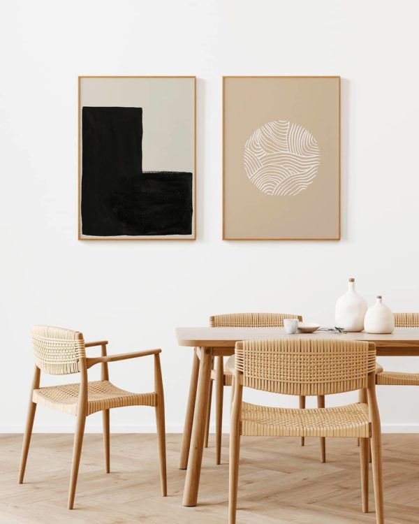 Conjunto de 2 Quadros | Dupla Intensidade Abstrata & Curvas Orgânicas