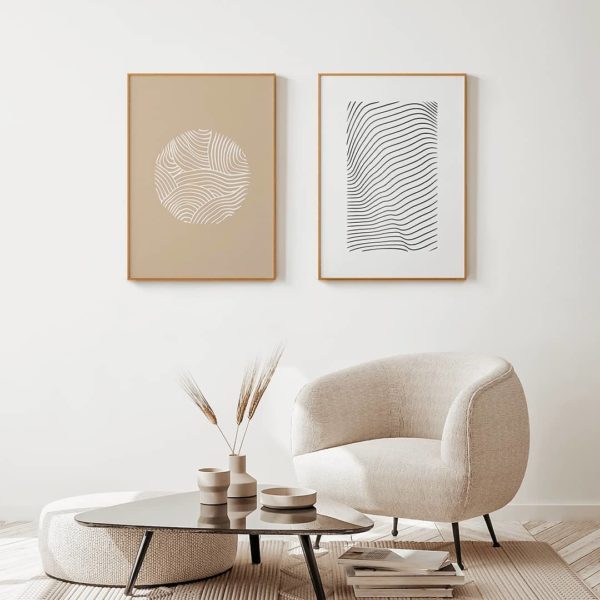 Conjunto de 2 Quadros | Dupla Curvas Orgânicas & Linhas Minimalistas I