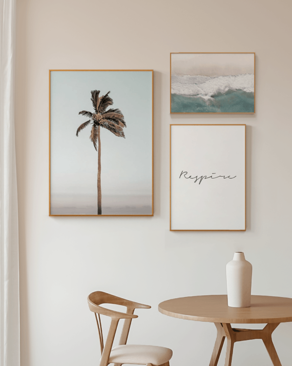 Conjunto de 3 Quadros | Trio Tropical Minimalista Médio