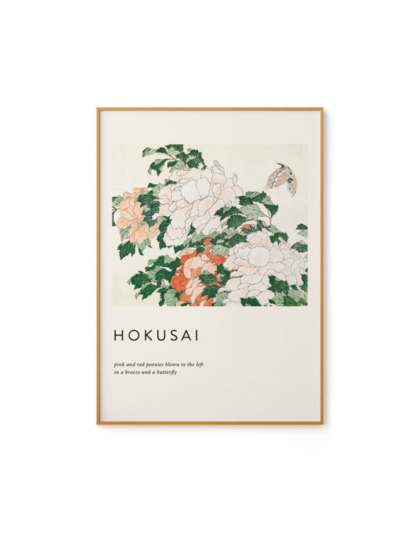 Peonies and Butterfly by Hokusai
