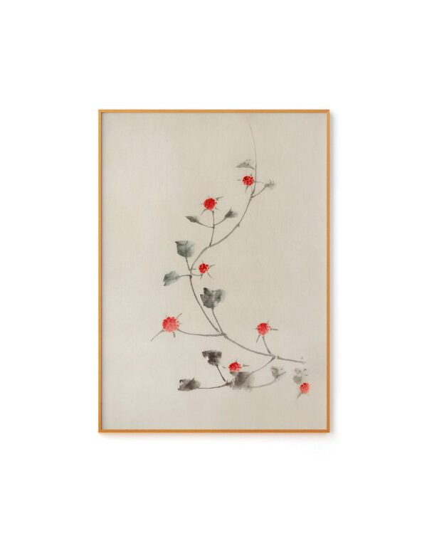 Small Red Blossoms On A Vine by Katsushika Hokusai