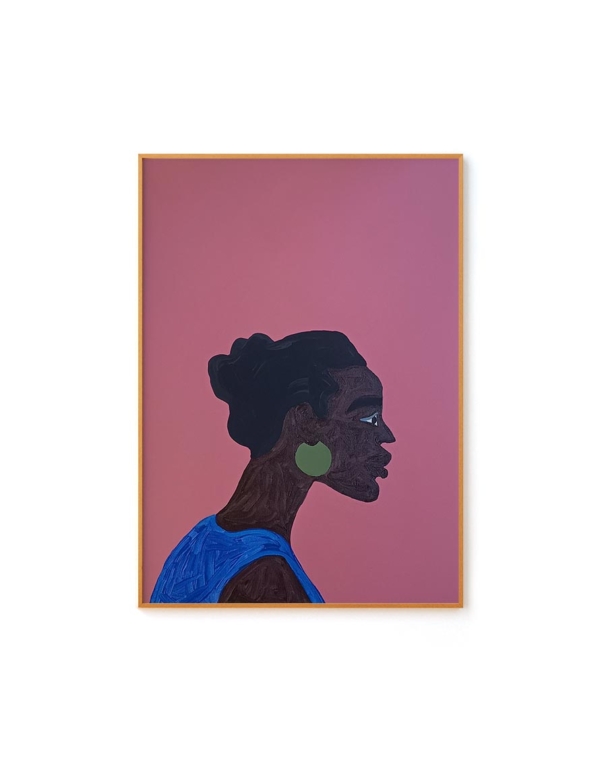 Moça Preta de Brincos Verdes