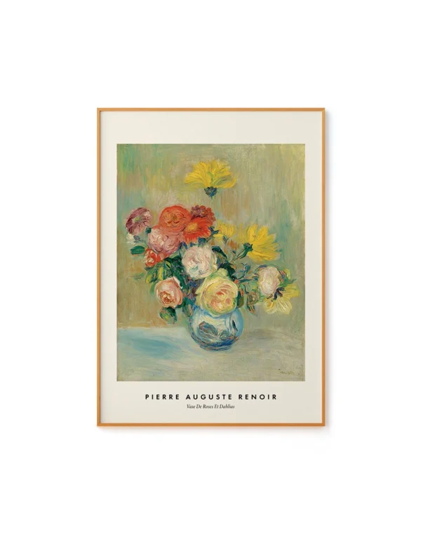 Vase of Roses and Dahlias by Pierre Auguste Renoir